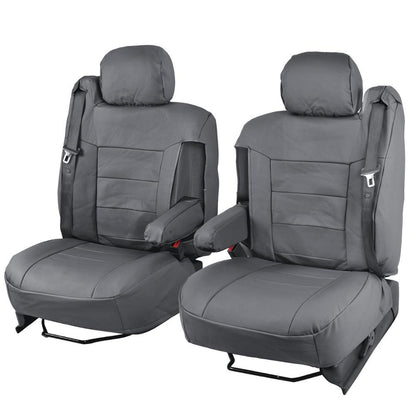 BDK 2-Pack Premium Faux Leder Vordersitze mit integrierten Sicherheitsgurt- und Armlehnenabdeckungen