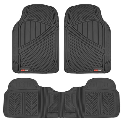 MotorTrend 3-Stück FlexTough Performance Deep Channel Front Floor Matts und Rear Floor Mat - Heavy Duty, All Weather, Trimm to Fit