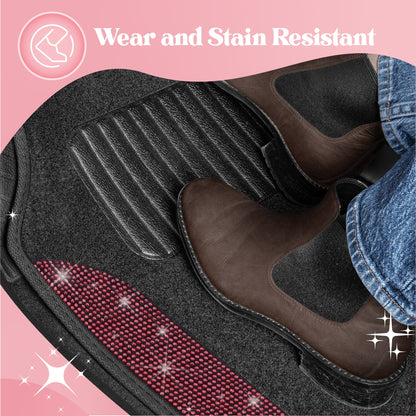 Carbella 4-Piece Diamond Bling Vorderbodenmatten und Hinterbodenmatten - Rot