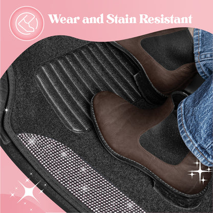 Carbella 4-Piece Diamond Bling Vorderbodenmatten und Hinterbodenmatten - weiß