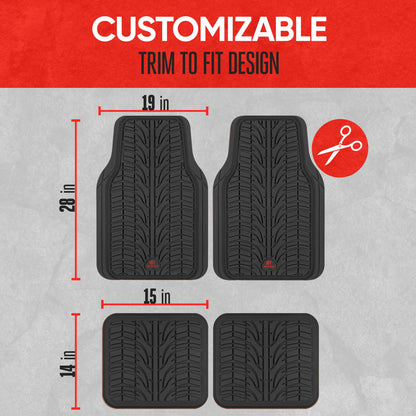MotorTrend 4-Piece Grand Prix Reifenlaufflächen-Frontbodenmatten und Hinterbodenmatten - Heavy Duty, All Weather, Trimm to Fit