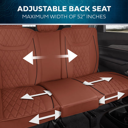 MotorBox 7-Piece Ranch Edition Premium Faux Leather Diamond Stitched Cushion Rücksitzbezüge