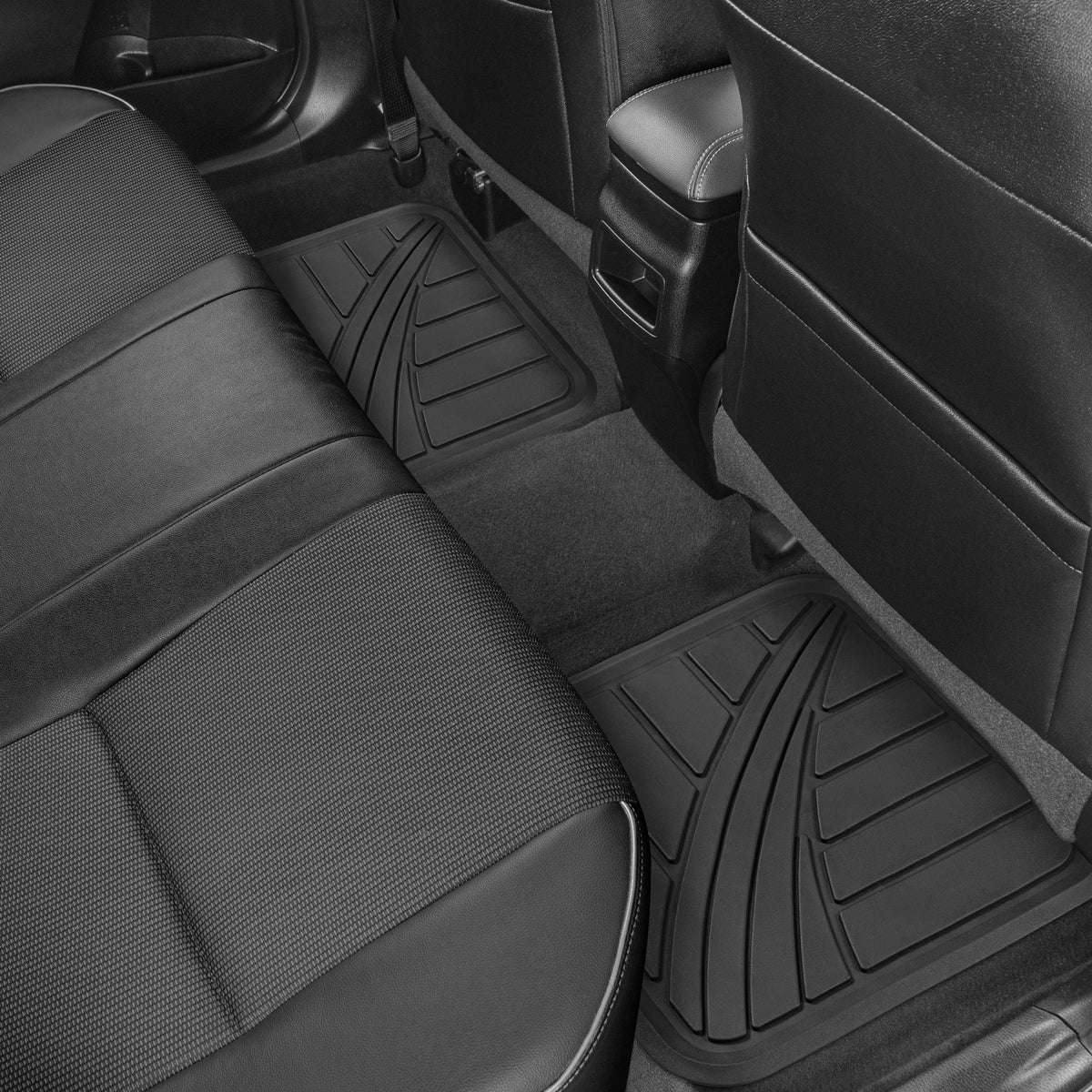 MotorTrend 4-Stück Zwei-Tone Non-Slip Heel Pad Vorderbodenmatten und Hinterbodenmatten - Heavy Duty, All Weather, Trimmen Sie, um zu passen