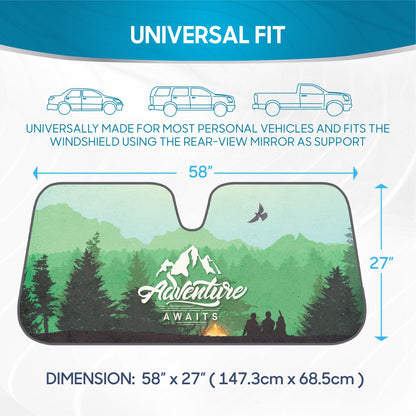 BDK Adventure erwartet Front Windschutzscheibe Sonnenschirm mit Klettverschluss (58' x 27')