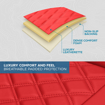 MotorBox Premium Napa Lederrücksitz Abdeckung - Semi Universal Fit für die meisten Autos, LKW & SUV - Red Back Seat Protector - Anti-Rutsch, langlebige Bench Abdeckung - Einfache Installation, Luxus-Auto-Innenausstattung