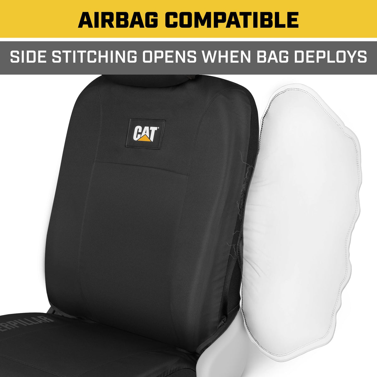 Cat® Heavy Duty Oxford Car Seat Cover für Auto - Langlebiges Canvas-Material, Universal Fit-Black