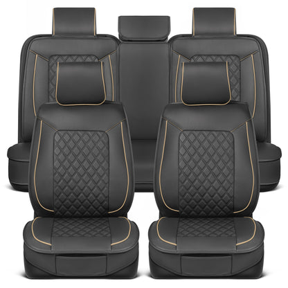 MotorBox 11-Piece Prestige Edition Premium Faux Leather Diamond Stitched Cushion Vordersitz- und Rücksitzabdeckungen