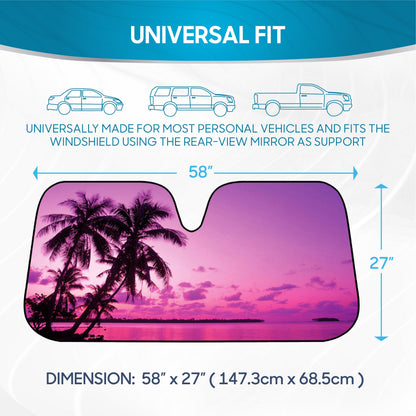BDK Purple Palm Beach Front Windschutzscheibe Sonnenschirm (58' x 27')