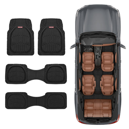 MotorTrend 4-Piece 3-Rows FlexTough Deep Dish Vorderbodenmatten, Mittelbodenmatten und Hinterbodenmatte