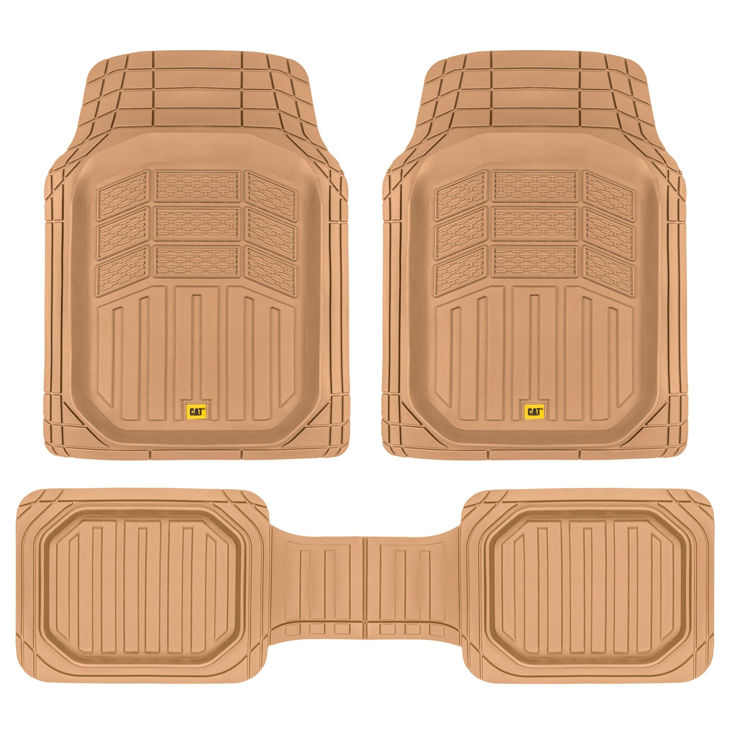 CAT 3-Piece Deep Dish Vorderbodenmatten und Hinterbodenmatten - Heavy Duty, All Weather, Trimm to Fit