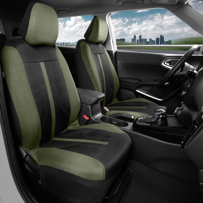 Motor Trend Green Tuch Autositz Abdeckungen für Vordersitze - Premium Automotive Bucket Seat Abdeckungen, Hergestellt für Fahrzeuge mit abnehmbaren Kopfstützen, Innenabdeckungen für Auto LKW Van SUV