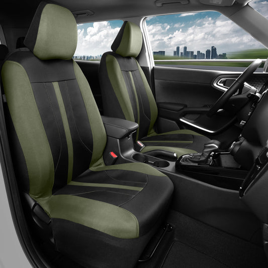 Motor Trend Green Tuch Autositz Abdeckungen für Vordersitze - Premium Automotive Bucket Seat Abdeckungen, Hergestellt für Fahrzeuge mit abnehmbaren Kopfstützen, Innenabdeckungen für Auto LKW Van SUV