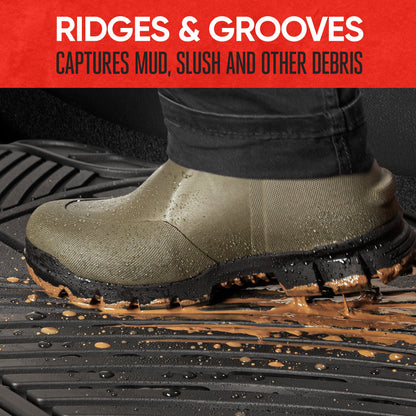 MotorTrend 3-Stück FlexTough Performance Deep Channel Front Floor Matts und Rear Floor Mat - Heavy Duty, All Weather, Trimm to Fit