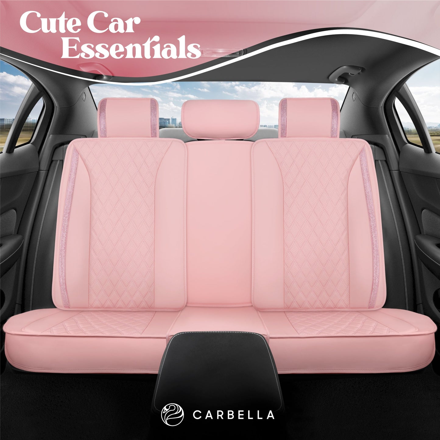 Carbella 7-Piece BlingStitch Rücksitzbezüge - Pink