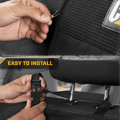 Cat Flexfit Black Rear Seat Cover für Auto - Langlebiger Canvas & Mesh Design 60/40 Split Bench Protector für Autos, LKW & SUVs - Rücksitz Abdeckung für Hinterbank - Interieur Car Zubehör