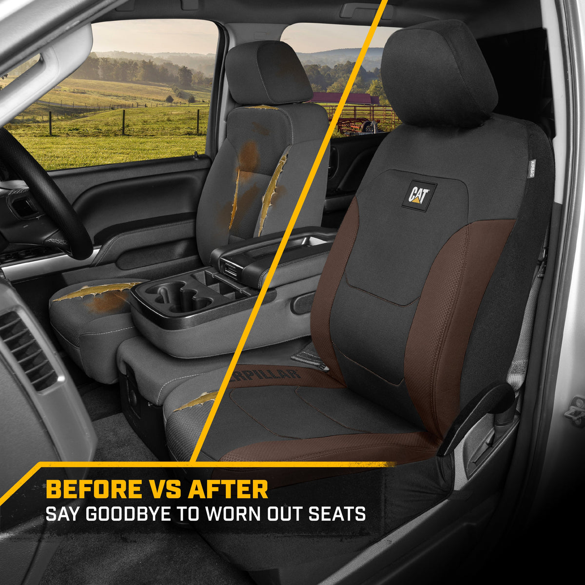 Cat® FlexfitTM Autositzabdeckungen für Pkw-LKW und SUVs (Set von 2) - Autositzabdeckungen für Vordersitze, LKW-Sitzprotektoren, Auto-Innenraumabdeckungen