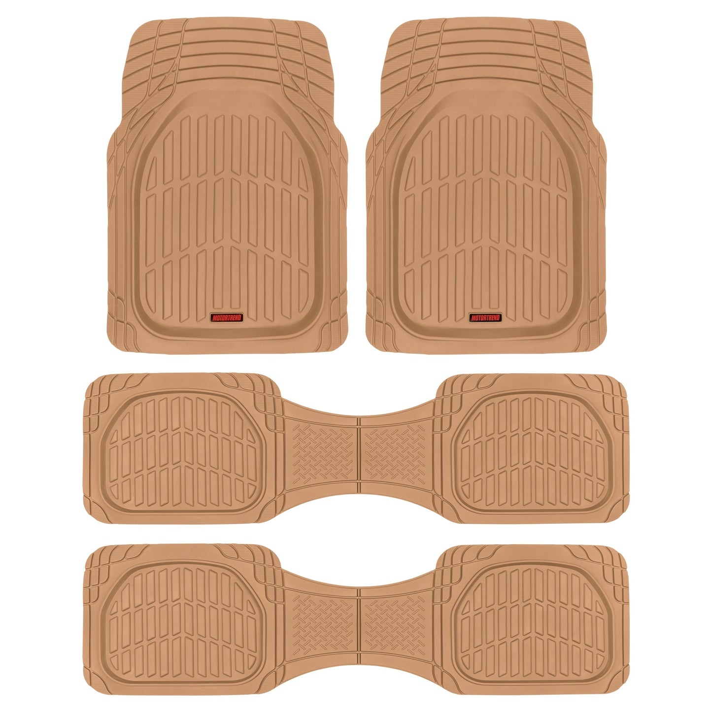 MotorTrend 4-Piece 3-Rows FlexTough Deep Dish Vorderbodenmatten, Mittelbodenmatten und Hinterbodenmatte