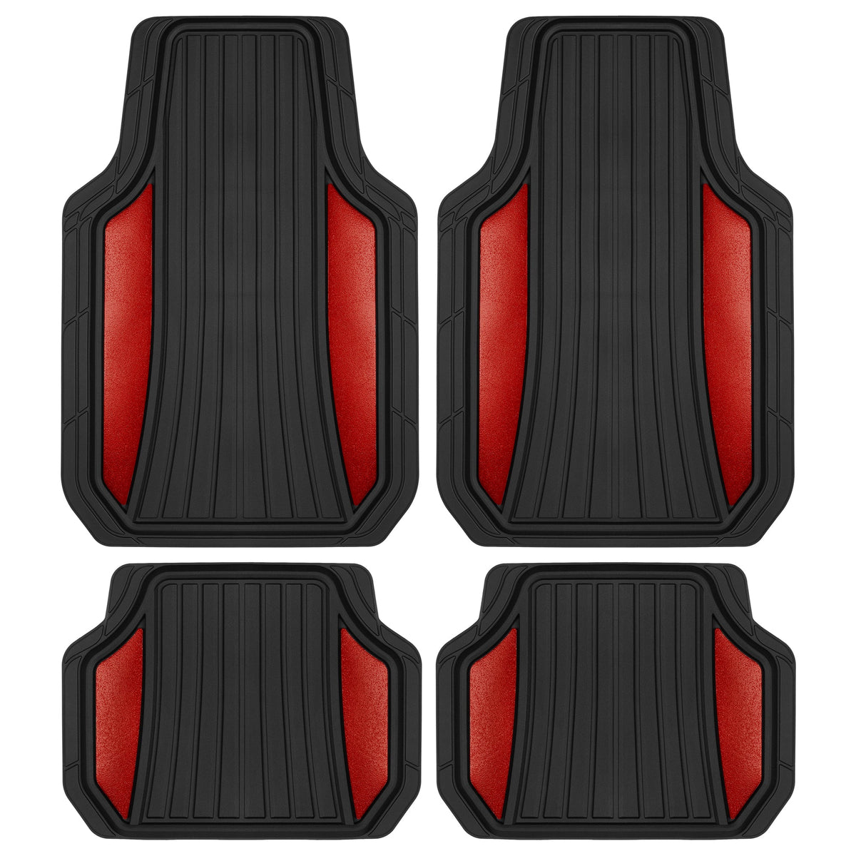 MotorTrend 4-Piece Shield Zwei-Tone Gloss Vorderbodenmatten und Hinterbodenmatten - Heavy Duty, All Weather, Trimmen Sie, um zu passen