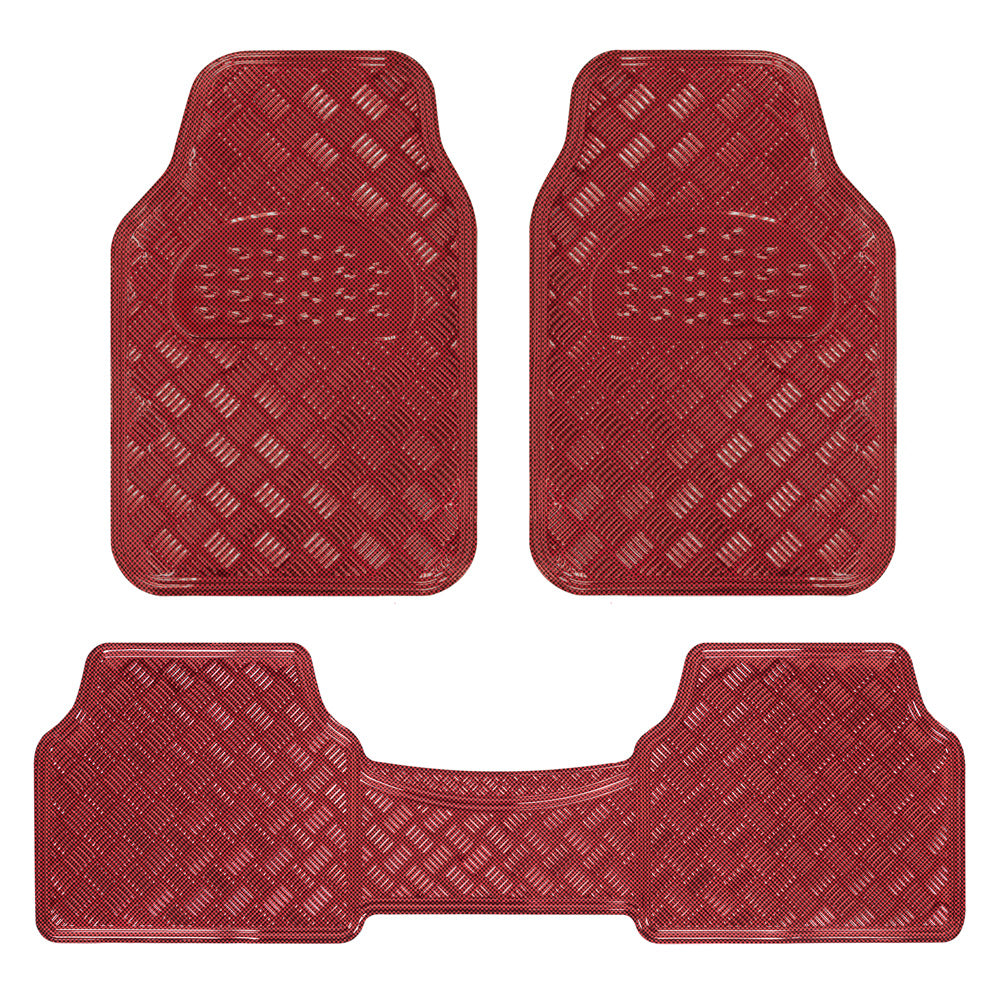 BDK 3-Stück Transluzente Metallic-Look Front Floor Mat und Hinterboden Mat - Heavy Duty, All Weather