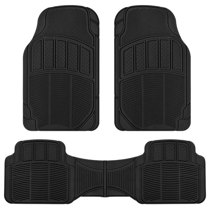 BDK 3-Piece Square Heel Pads Vorderbodenmatten und Hinterbodenmatten - Heavy Duty, All Weather, Trimmen Sie, um zu passen