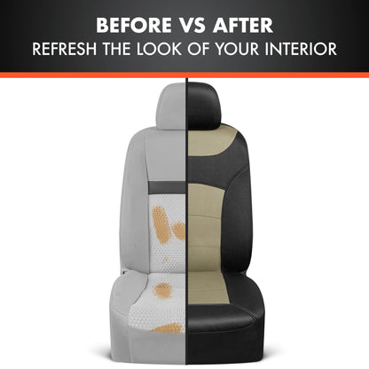 BDK carXS Turismo Car Seat Covers Volles Set, Beige Two-Tone Front Seat Covers mit Split Rear Bench Back Seat Cover, Automotive Seat Covers für LKW SUV Van Auto (Mehrere Farben)