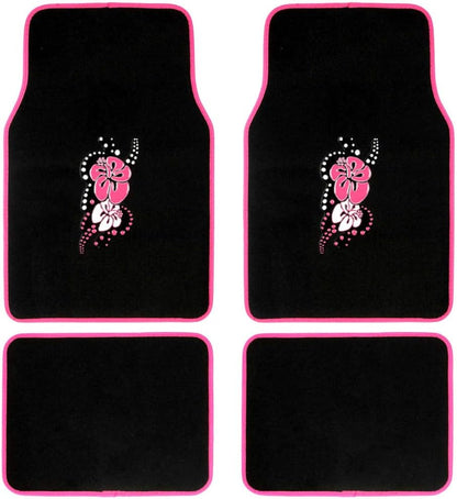 BDK Design Teppich Auto Bodenmatten Vorder- und Hinterbau mit Gummirücken-Universalsitz, 4 Stück Set (Mehrere Designs)