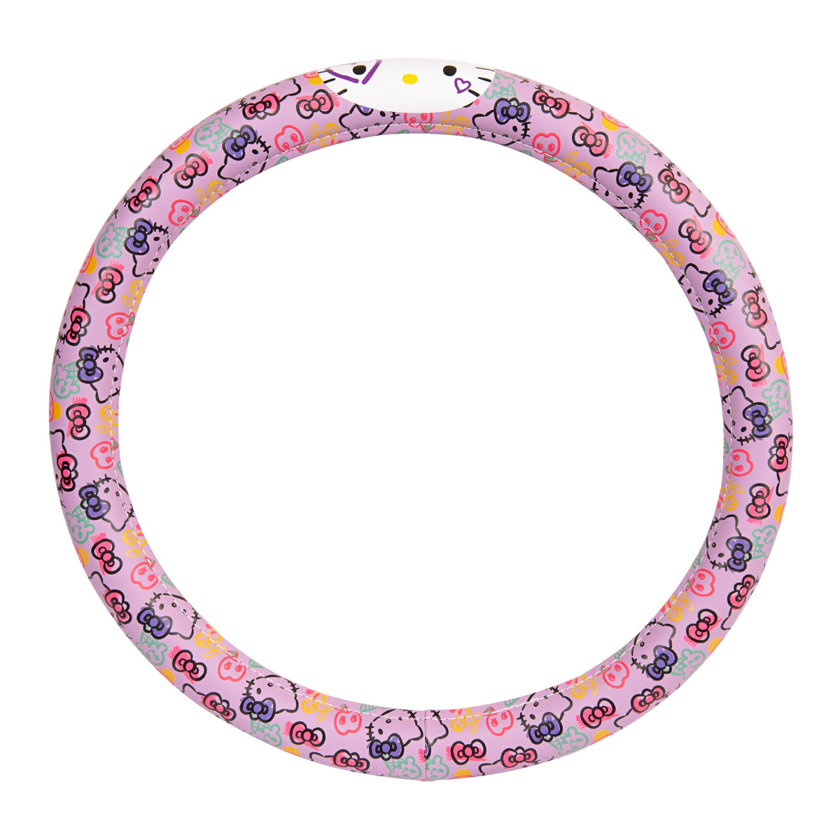 Hallo Kitty Lenkrad Abdeckung, Offizielle Sanrio Auto Lenkrad Abdeckung mit Universalgröße 14.5 - 15, Niedliche Lenkrad Abdeckung für Frauen, Hallo Kitty Auto Zubehör (Lavendeldruck)