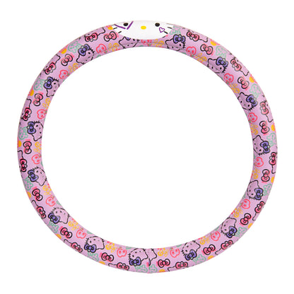 Hallo Kitty Lenkrad Abdeckung, Offizielle Sanrio Auto Lenkrad Abdeckung mit Universalgröße 14.5 - 15, Niedliche Lenkrad Abdeckung für Frauen, Hallo Kitty Auto Zubehör (Lavendeldruck)