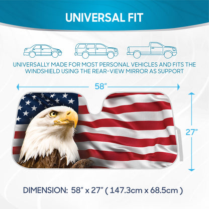 BDK USA Eagle American Flag Front Windschutzscheibe Sonnenschirm (58' x 28')