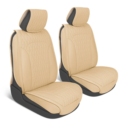 Car Seat Covers - DiamondLux Edition Premium Faux Leather Seat Protectors - Doppelkreuz-Nähte gepolsterte Automobilzubehör für LKW, SUVs, Autos - Front Seat Set