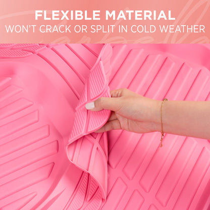 Carbella 3-Stück FlexTough Deep Dish Gummi Vorderbodenmatten und Hinterbodenmatten - Heavy Duty, All Weather, Trimmen Sie, um zu passen