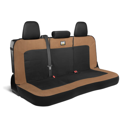 Cat Flexfit Beige & Black Rear Seat Cover für Auto - Langlebiger Canvas & Mesh Design 60/40 Split Bench Protector für Autos, LKW & SUVs - Rücksitz Abdeckung für Hinterbank - Interieur Car Zubehör