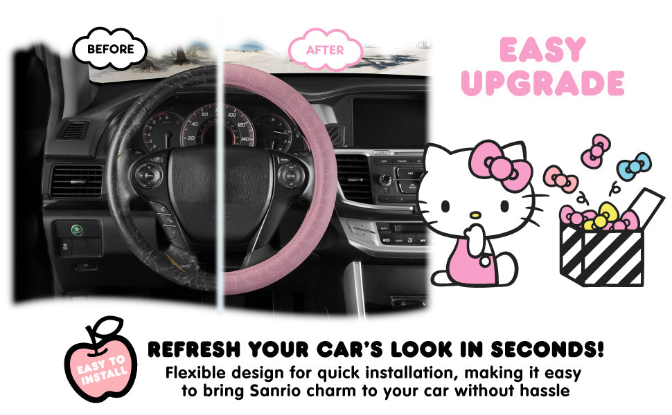 Carbella Sanrio Hello Kitty Pink Lenkrad Abdeckung (Fits 14.5' - 15')