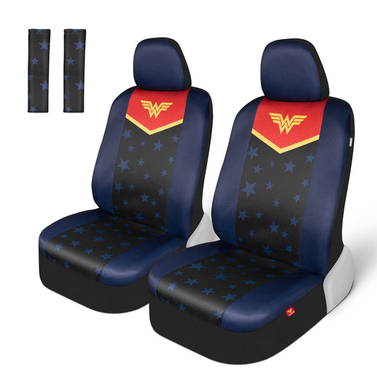 Warner Bros DC Comics 6-Piece Wonder Woman Vordersitzbezüge und Sitzgurtpads