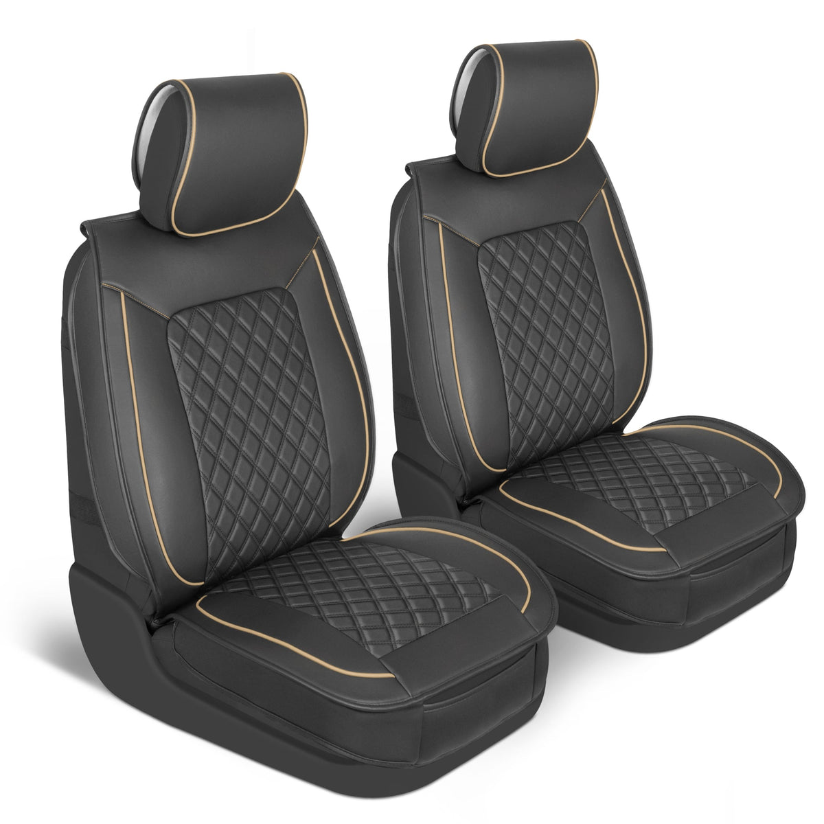 MotorBox 2-Pack Prestige Edition Premium Faux Leather Diamond Stitched Cushion Vordersitzbezüge