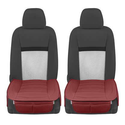 Motor Trend Faux Leder Vordersitz Abdeckung für Autos - Set von 2 Burgunder Vordersitz Abdeckungen für SUV & Truck mit Aufbewahrung Taschen - Autositze Abdeckung Protector - Bottom Cushion Coverage Only