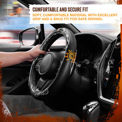 Naruto Shippuden Car Lenkrad Abdeckung, 15 Zoll Anime Lenkrad Abdeckung, gepolsterte Soft Comfortable Cover Anime Car Zubehör für Männer Frauen, Kirigakure