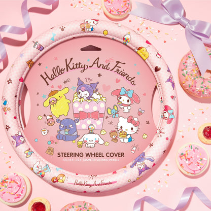 Hello Kitty und Freunde Lenkrad Abdeckung, Universal Fit süße Zubehör für Frauen, stilvolle Dekor Geschenk Hallo Zubehör - Passt Standardräder 14.5'-15'
