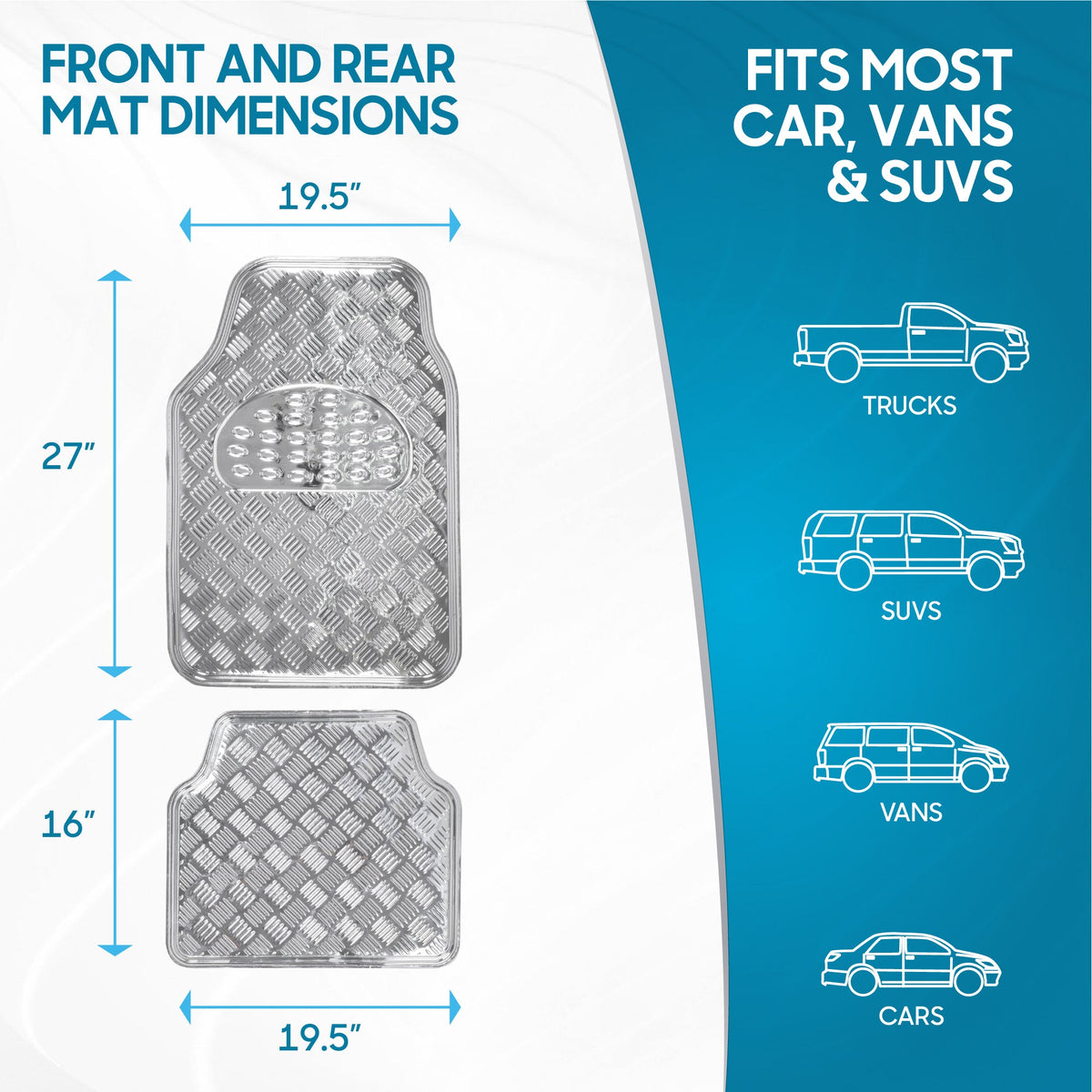 BDK 4-Piece Translucent Centered Cushioned Grip Pad Vorderbodenmatten und Hinterbodenmatten - Heavy Duty, All Weather