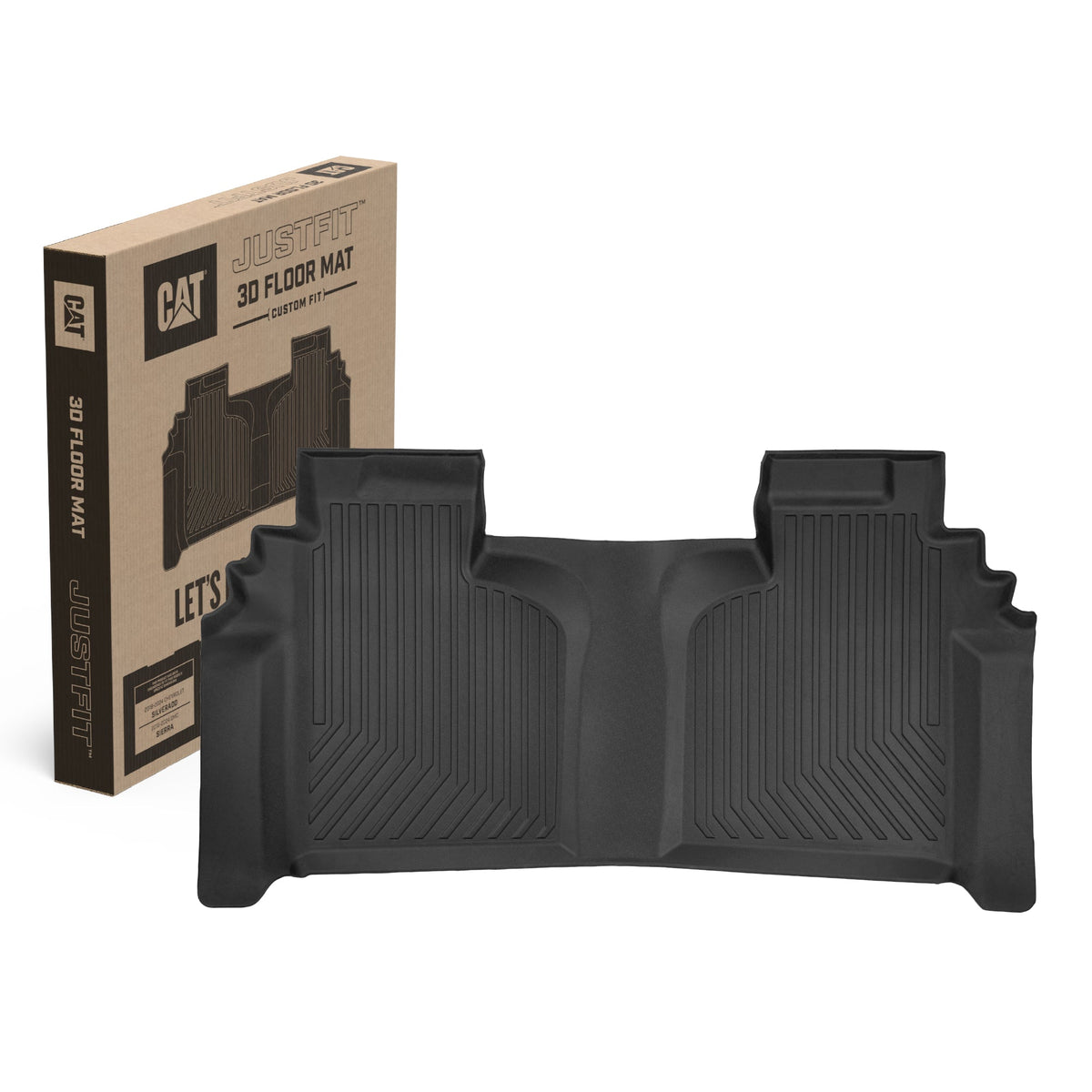 CAT® JustFitTM 3D Custom Fit Bench Bodenmatte für 2019-2026 Chevrolet Silverado 1500 / GMC Sierra 1500 & 2020-2026 Chevy Silverado / GMC Sierra 2500HD / 3500HD Crew Cab Rear Floor Liner Laser gemessen