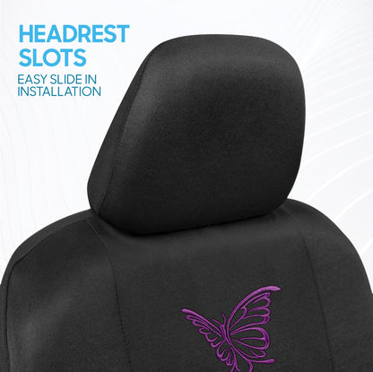 BDK 12-Piece Butterfly Vordersitzbezüge, Rücksitzbezüge, Sicherheitsgurtpads und Lenkradbezüge (Fits 14.5' - 15.5')