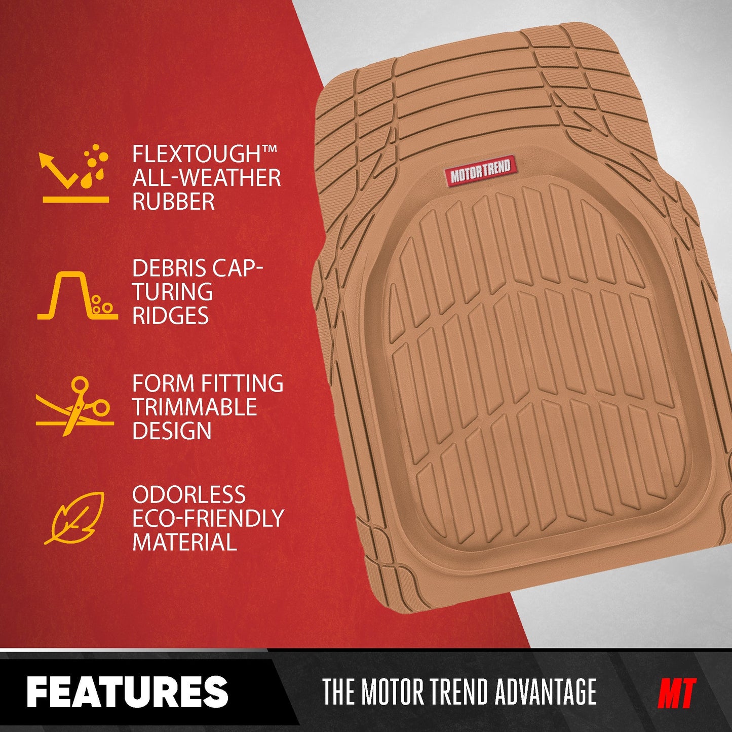 MotorTrend 4-Piece 3-Rows FlexTough Deep Dish Vorderbodenmatten, Mittelbodenmatten und Hinterbodenmatte