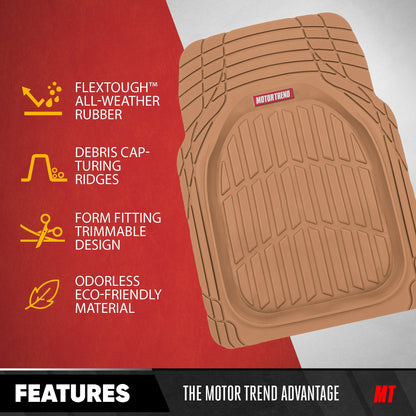 MotorTrend 4-Piece 3-Rows FlexTough Deep Dish Vorderbodenmatten, Mittelbodenmatten und Hinterbodenmatte