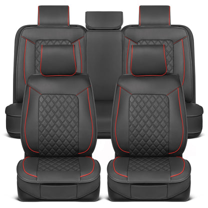 MotorBox 11-Piece Prestige Edition Premium Faux Leather Diamond Stitched Cushion Vordersitz- und Rücksitzabdeckungen