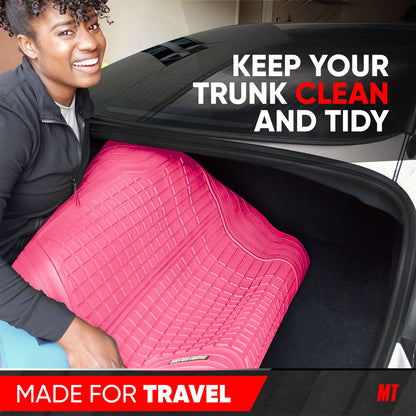 Motor Trend FlexTough Rear Cargo Mat – Heavy-Duty Trimmable Car Trunk Mat für die Rückseite des SUV, Universal Rear Cargo Liner für SUV, Flexible Trunk Liner, Automotive Floor Mats & Cargo Liners (Pink)