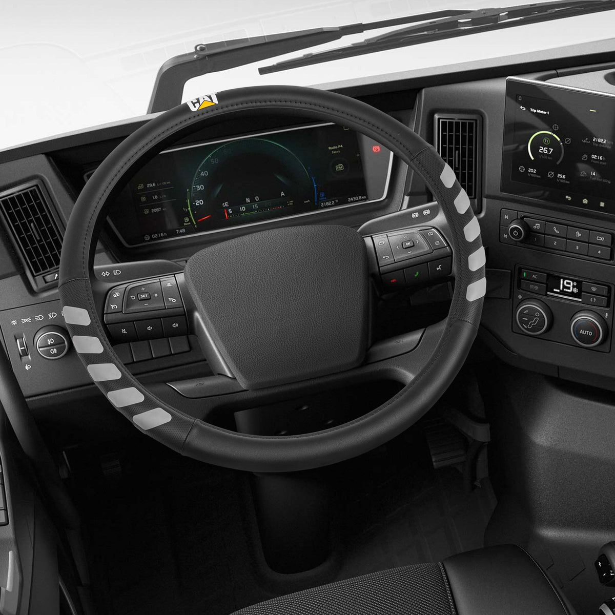 CAT UltraSport Faux Leather Steering Wheel Abdeckung für Wohnmobile, Semi-Trucks, LKW und Big Rigs XL (Fits 17.5' - 18')