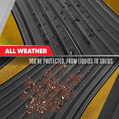 Motor Trend ChromeTech Autobodenmatten Volles Set - Langlebige Gummibodenmatten für Autos mit zwei Ton Akzent, Allwetter-Innenschutz für Vorder- und Rückseite mit rutschfester Rückseite, Schwarz / Gold