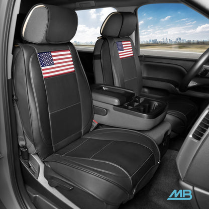 MotorBox American Flag Seat Abdeckungen für LKW, Autos und SUV - Napa Leder US Car Seat Abdeckungen American Flag Truck Zubehör - Car Seat Abdeckung Patriotic American Flag Car Zubehör Autositz Protektor