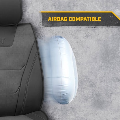 CAT® Edge Deluxe Car Seat Covers für Vordersitze - Premium Zwei-Tone Faux Ledersitz Abdeckungen für Autos mit Universal Fit, Robuste Autositz Abdeckungen für LKW, Innensitz Abdeckungen für SUV