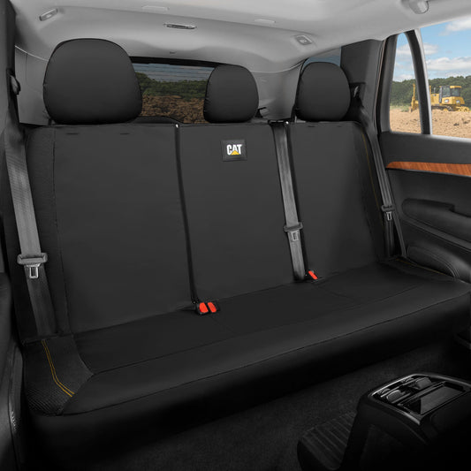 CAT PU Lederrücksitzbezug - Schwarz, 60/40 Split Fit für Autos, LKWs, SUVs - wasserdicht, kratzfest, semi-universal Fit Rücksitzschutz für die meisten Auto-Innenraum - Einfach zu installieren